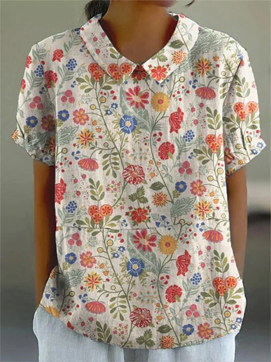 Kurzärmelige Bluse mit Blumenmuster