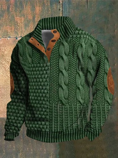 Hans - Wärmende Strickjacke mit Lederdetails