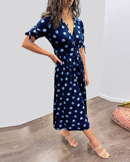 Earlean | Kleid V-Ausschnitt Pois Chic