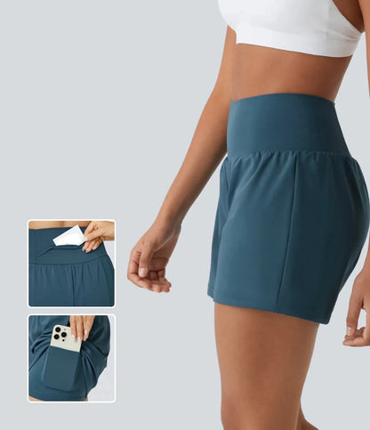 Hilara | 2-in-1 Yoga-Shorts mit hoher Taille, Gesäßtasche und Seitentasche