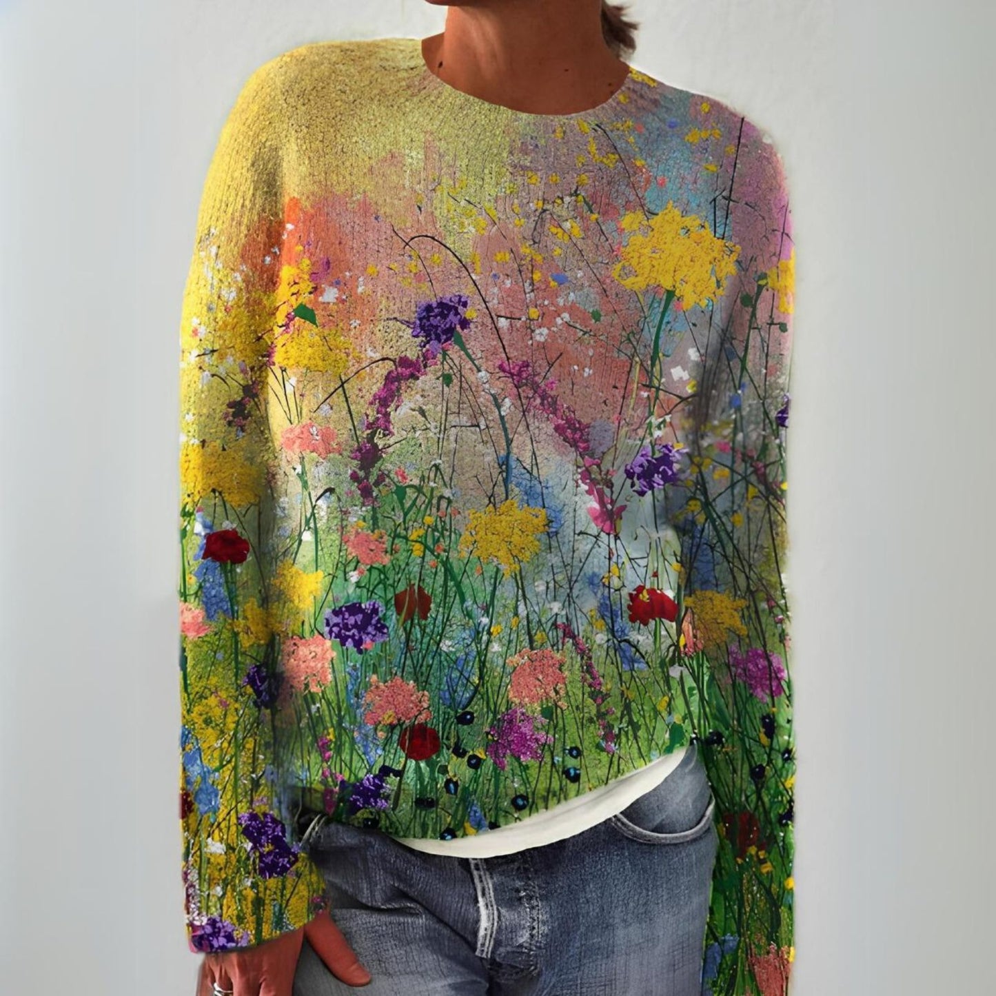 Avelina | Blumenkunst-Pullover