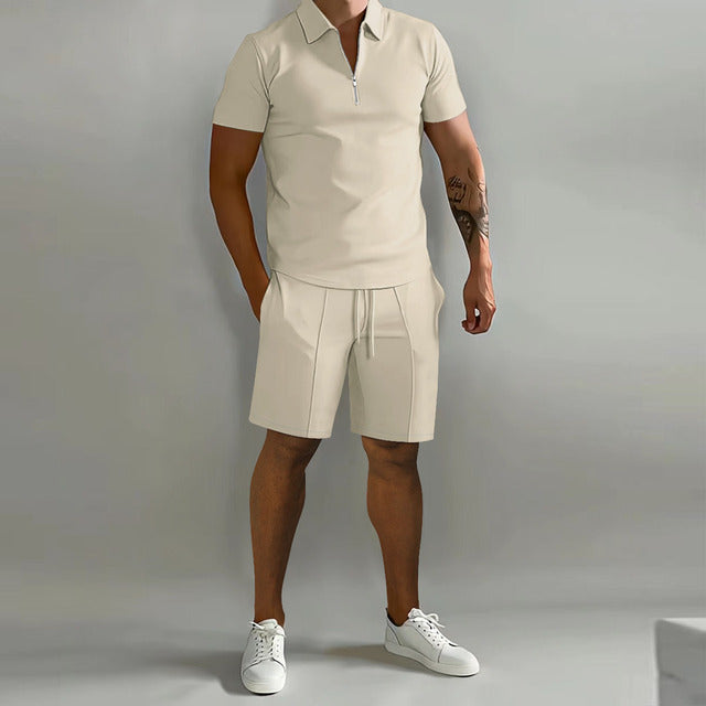 Marco Polo Set | Zip up Polo mit kurzen Ärmeln und kurzer Hose