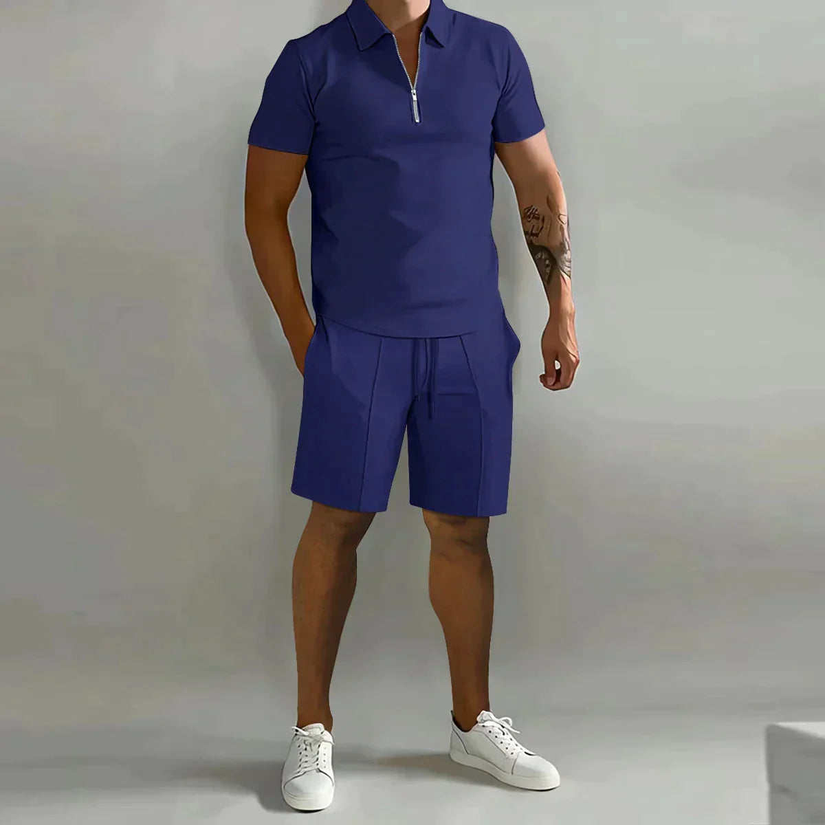 Marco Polo Set | Zip up Polo mit kurzen Ärmeln und kurzer Hose