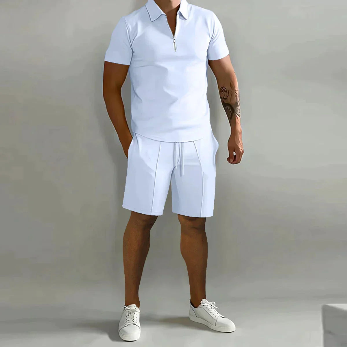 Marco Polo Set | Zip up Polo mit kurzen Ärmeln und kurzer Hose