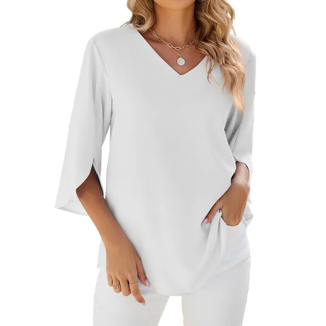 Sarah - Bluse mit V-Ausschnitt