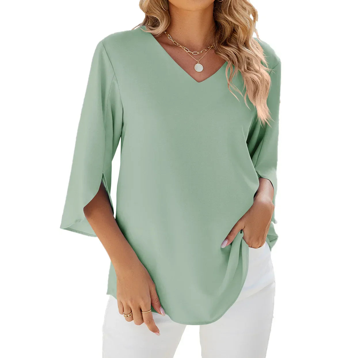 Sarah - Bluse mit V-Ausschnitt